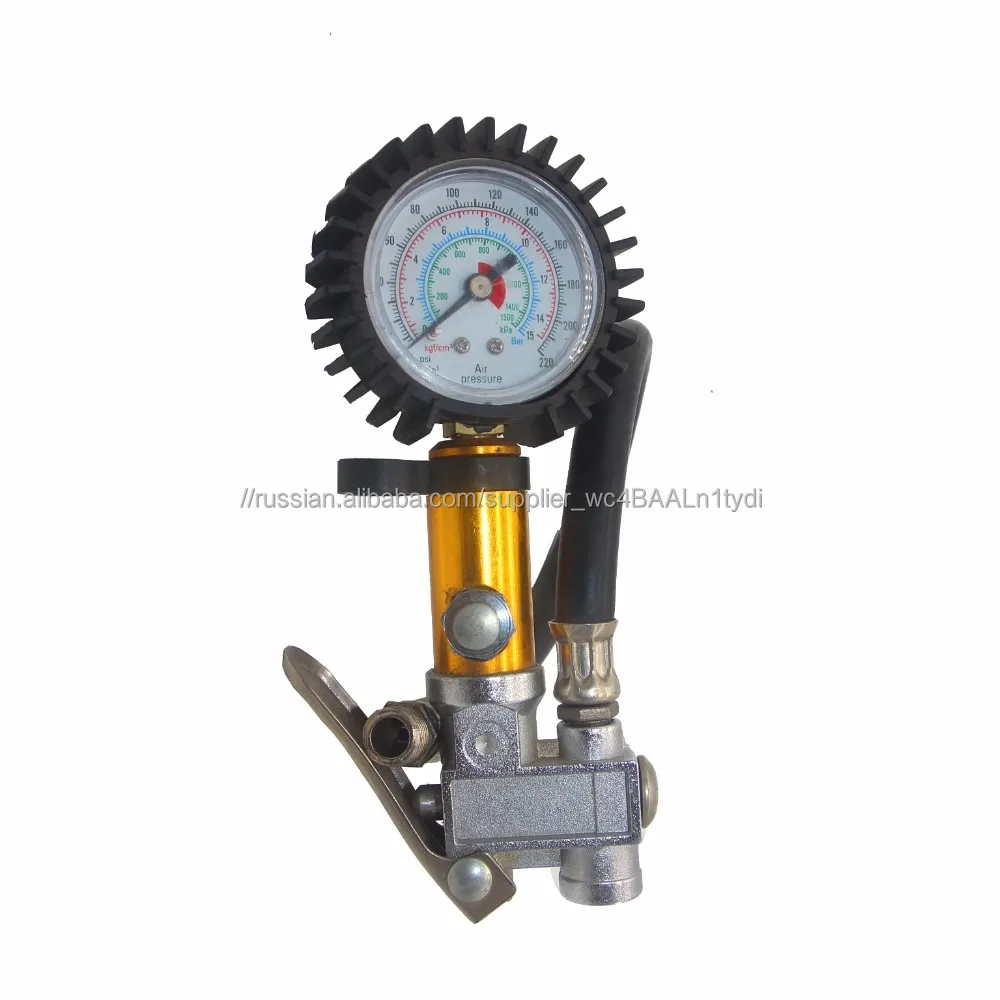 Пневматический пистолет для подкачки колес с манометром 71 мм(золотой)