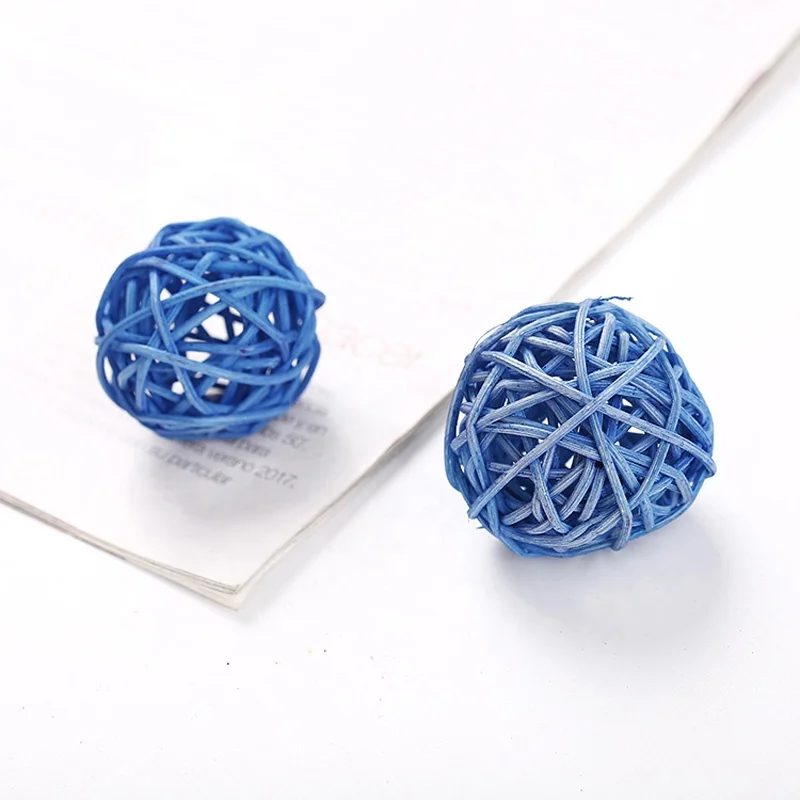 Kitten Puppy Pet Weave Rattan Bamboo Ball Toys Squeaking Interactive Scratch Catch Crazy Cat Toys Vary Colors  Random Color