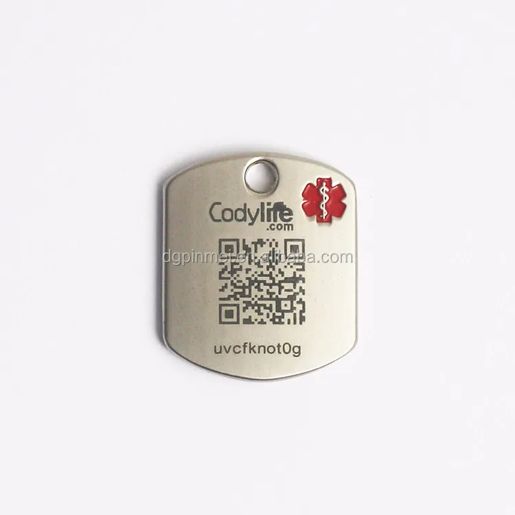 Отслеживание qr-кода металлическая бирка ожерелье/металлические бирки для собак людей