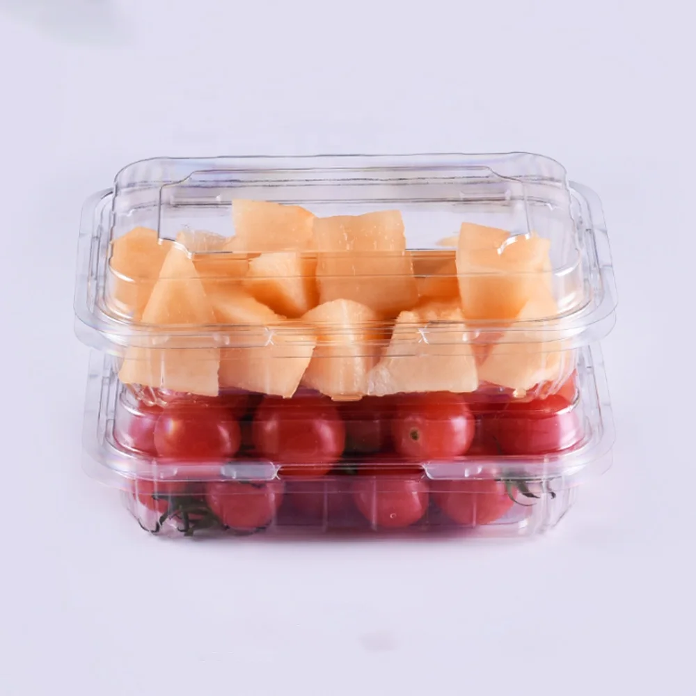 Прозрачный пластиковый RPET/PET одноразовый салат 300 г прямоугольный контейнер с крышкой коробка для фруктов