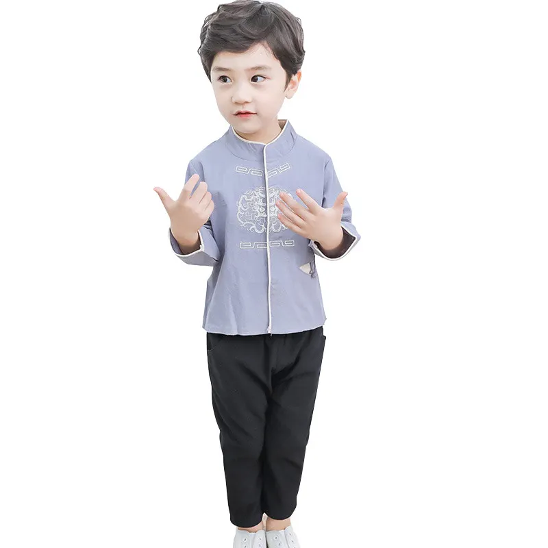 cotton and linen children tang suit two sets hanfu Chinese traditional clothing kids