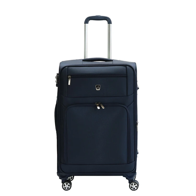Blue color nylon fabric 3 pcs 20 24 28 inch soft handle travel style luggage trolley bag set with four wheels