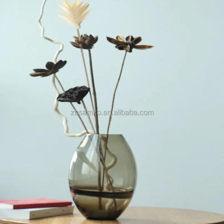 Nordic Ins transparent home living  decoration amber clear handmade cylinder glass vase