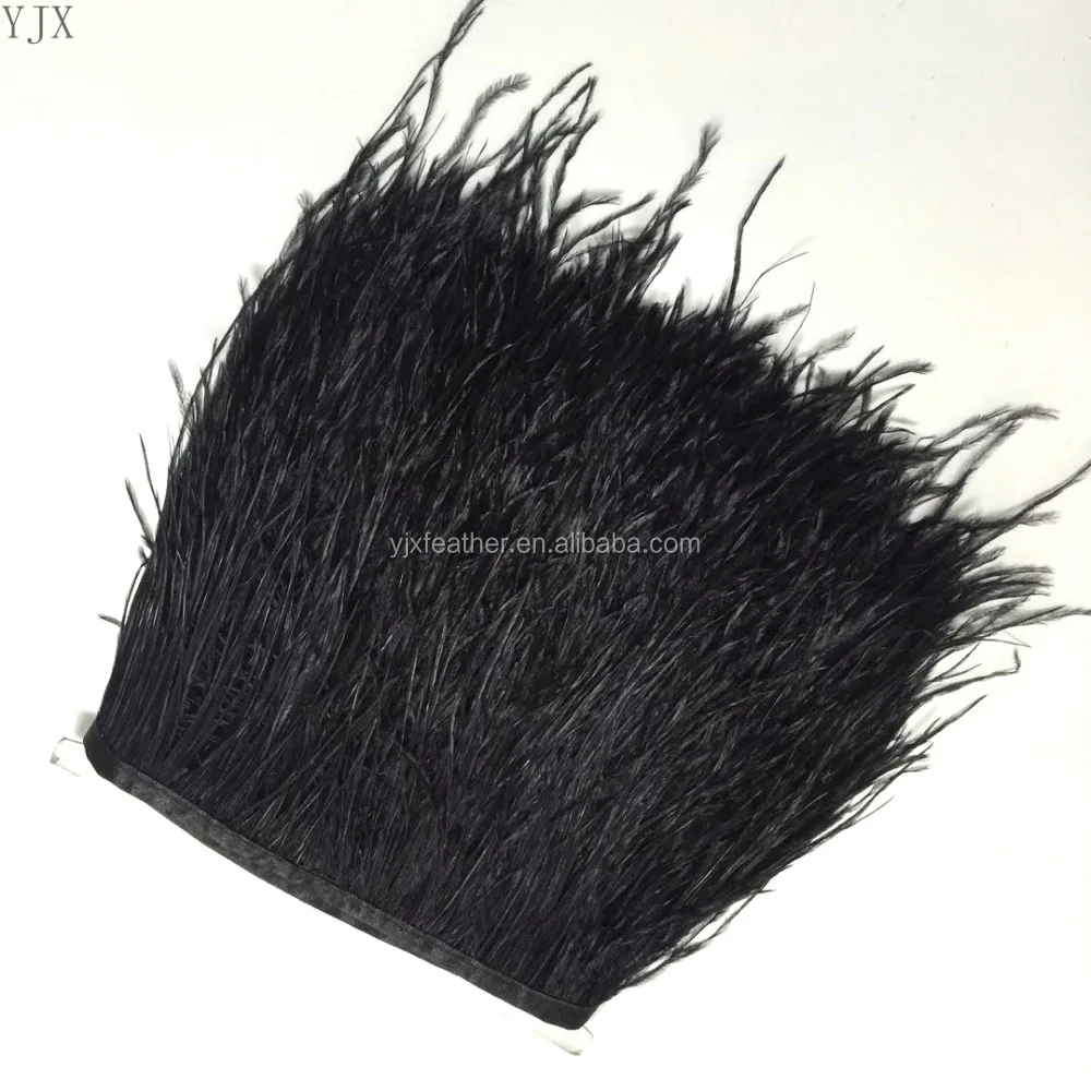 BLACK OSTRICH FEATHER TRIM FOR DECORATION