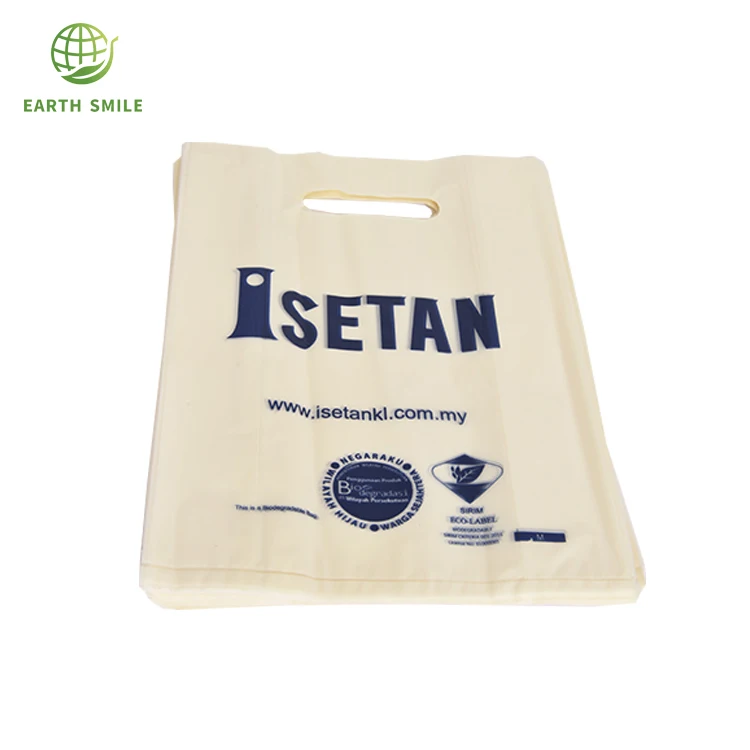 Corn Starch Biodegradable Made Die Cut Shopping Plastic Bag for Shopping Mall Clothing Store