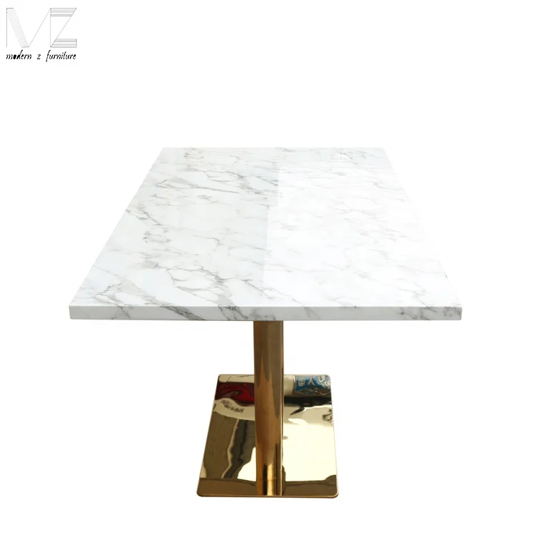 New Design Stainless Steel Faux square Marble Top Dining Table for 4 People