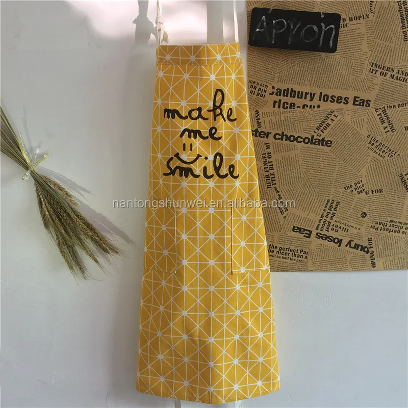promotional kitchen cotton linen apron custom logo printed cooking apron