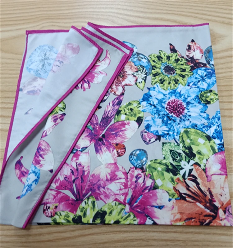 New Arrival Custom Made Printed Polyester Scarf Flower Design Square Style for Adult Muslims for Spring