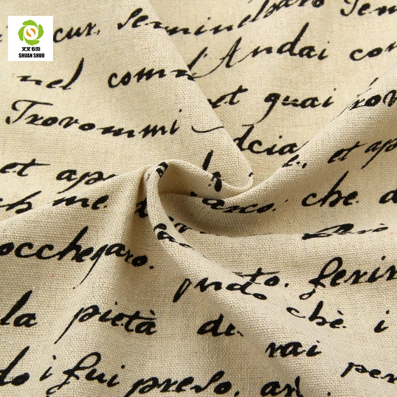 French Newspaper Design Cotton Line Fabric Tablecloths Curtain DIY Sewing For Home Decoration Handicraft