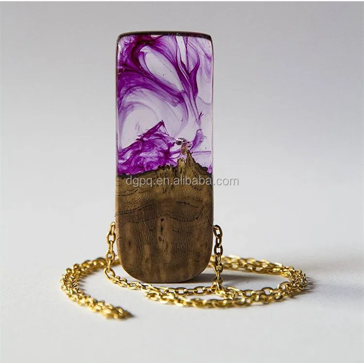 Creative lucite resin and wood jewelry pendants, wood and resin jewelry and necklace