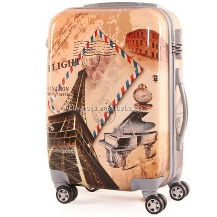 3 pc Spinner ABS PC suitcase 3 in 1 PC flower print butterfly hard luggage