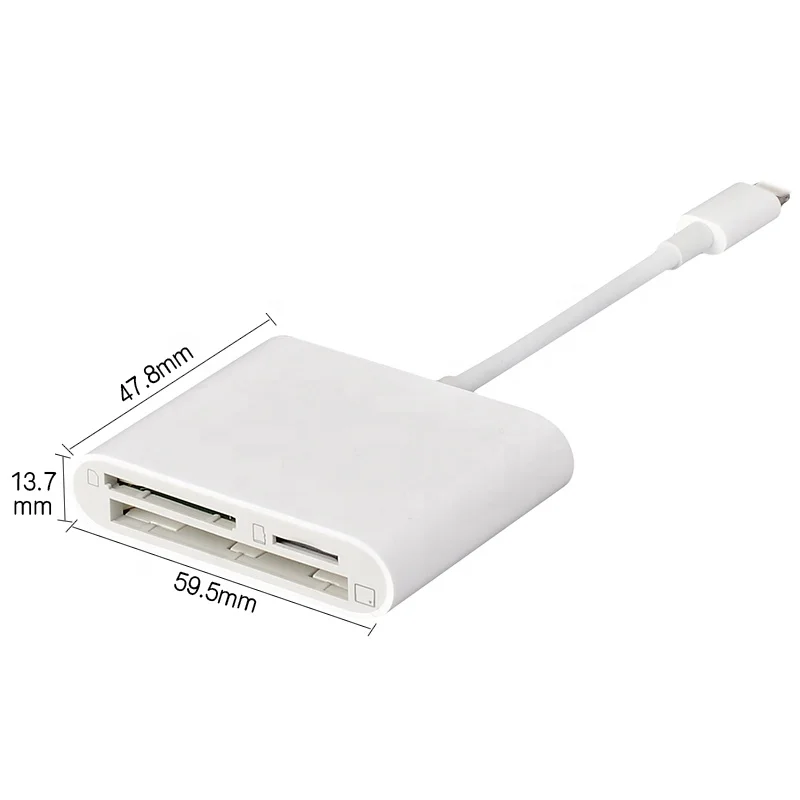 
 3-в-1 устройство чтения карт памяти для iPhone и iPad TF/CF/SD поддерживает  