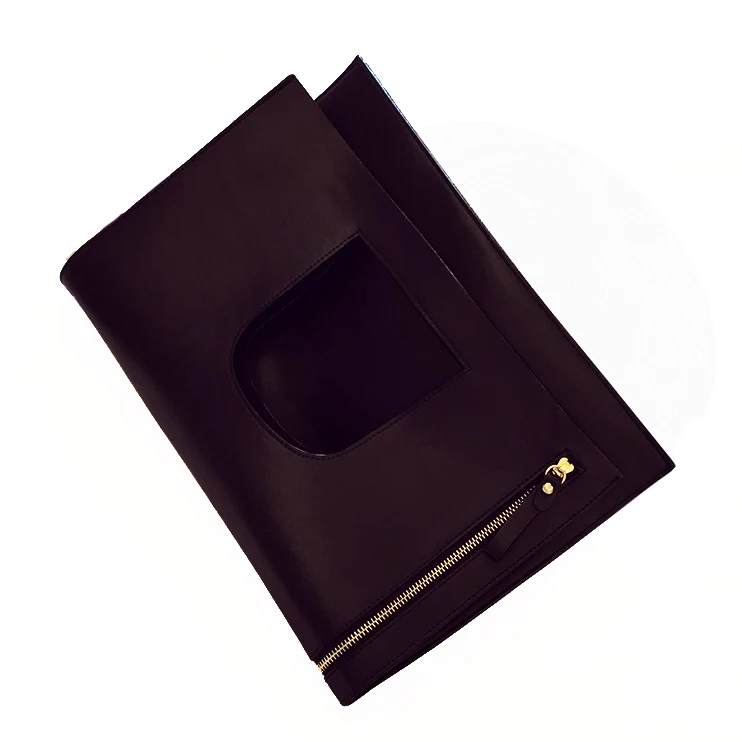 hot sell chic folded leather women handbag evening clutch bag with zipper decoration