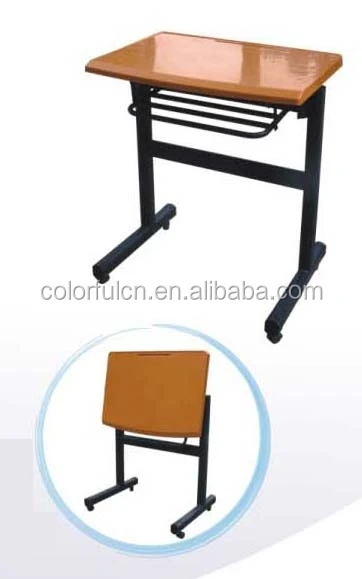 Нажатие деревянный студент стол и стул школы складной стол A-167