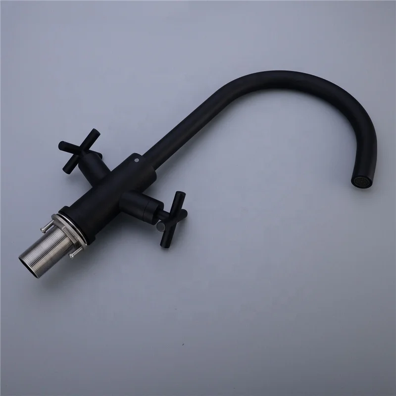 Kitchen Faucet Solid Brass Hot And Cold Kitchen Water Tap Mixer Dual Sink Rotation With Aerator For Kitchen Black