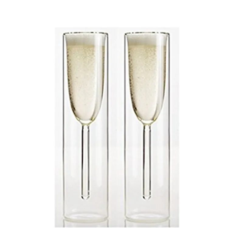 Handmade Drinking  Glass  Double Wall Champagne Flutes Cup Glasses  Gift Set
