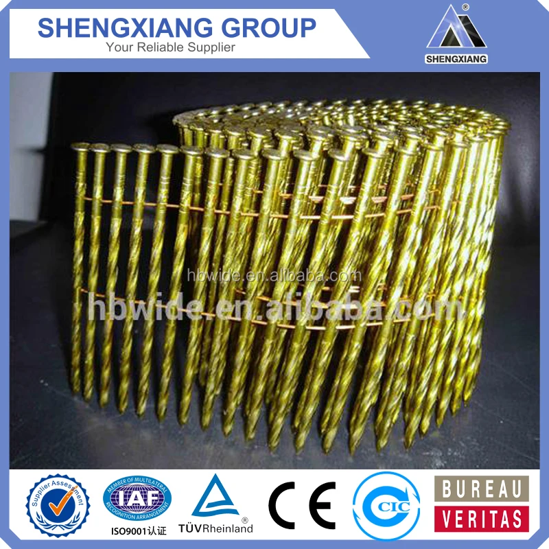 32mm Length steel coil nail With Flat Head /wire coil nails weight coil roofing nail with rubber washer