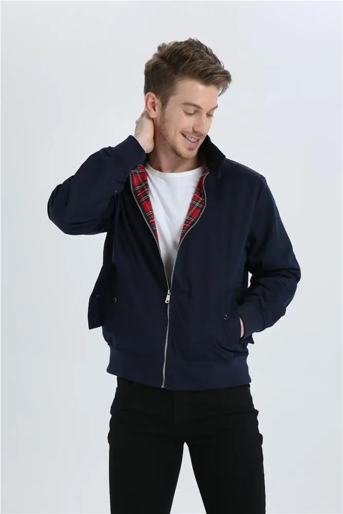 Custom cotton/polyester classic retro vintage mens harington bomber jacket