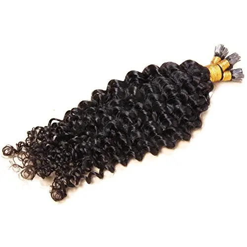 wholesale keratin flat tip hair extensions brazilian curly human hair
