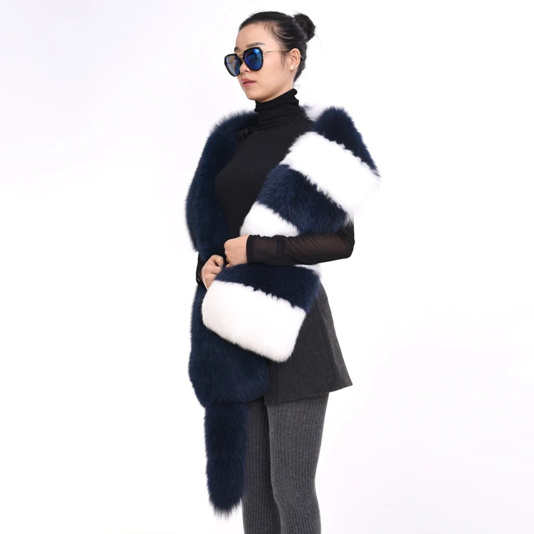 Big Size long fur scarf Genuine Fox Fur Scarf Long Fox Fur Scarf