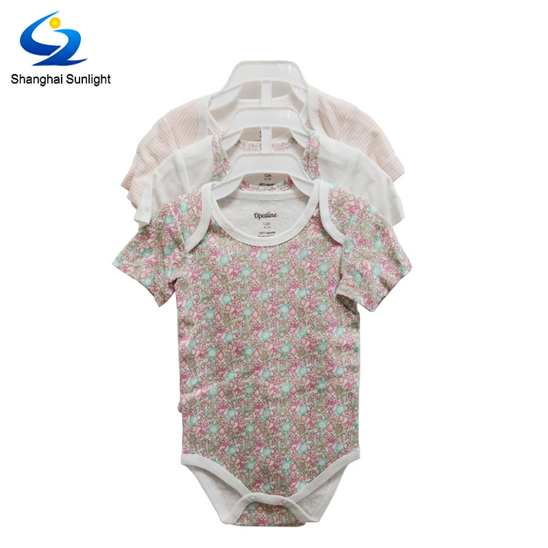 
Wholesales 100% combed cotton rib Short Sleeve baby bodysuit with all over print soft hand feel 