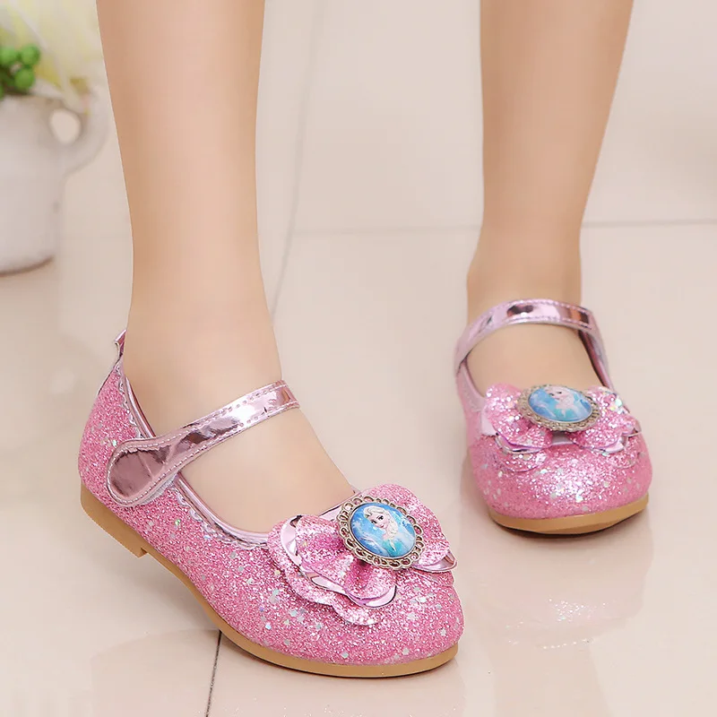 Детские тапочки льда цвета обувь Эльзы Осень блестки детская обувь