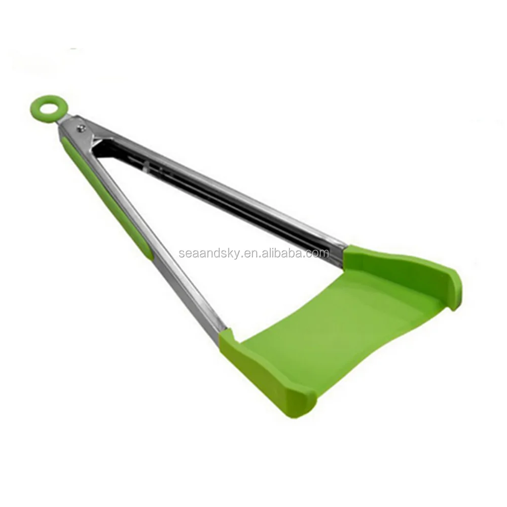 Силиконовый 2 в 1 кухонная Лопатка и щипцы Смарт щипцы для продуктов питания, А-линия, цельное функциональный силиконовый зажим для панорамирования Смарт щипцы для продуктов питания