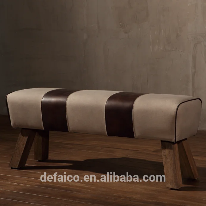  Винтажный кожаный парусиновый стул в стиле лофт с деревянными ножками для гостиной