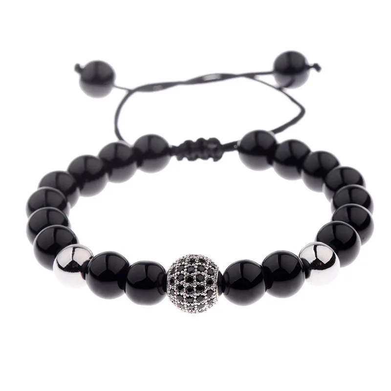 Customized Unique Handmade DIY Crystal Round Bead Lava Stone Beads Bracelet For Men Women