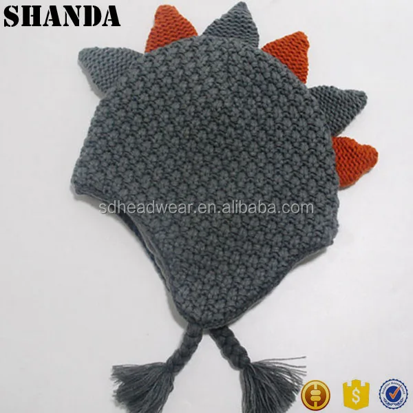 lovely cartoon handmade Baby Hats dinosaur crochet beanie with earflap