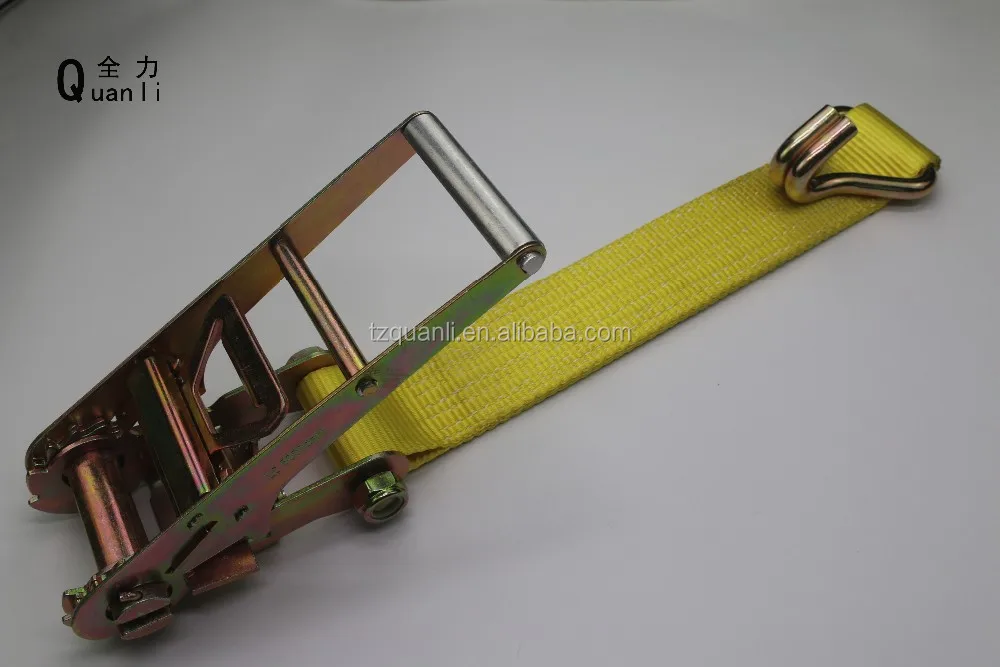 
4inch 100mm 10Ton Cargo Lashing Ratchet Tie Down Straps with double J hook 