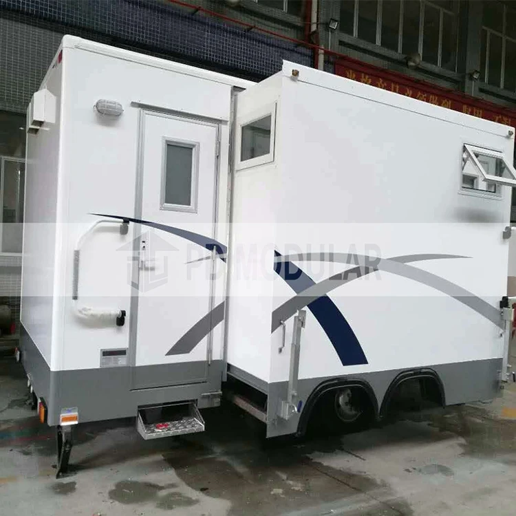 2019 new good quality prefab steel portable trailer toilets with restroom shower