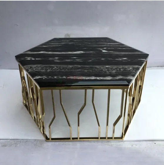 Luxury Round gold metal base marble table top center living room coffee table