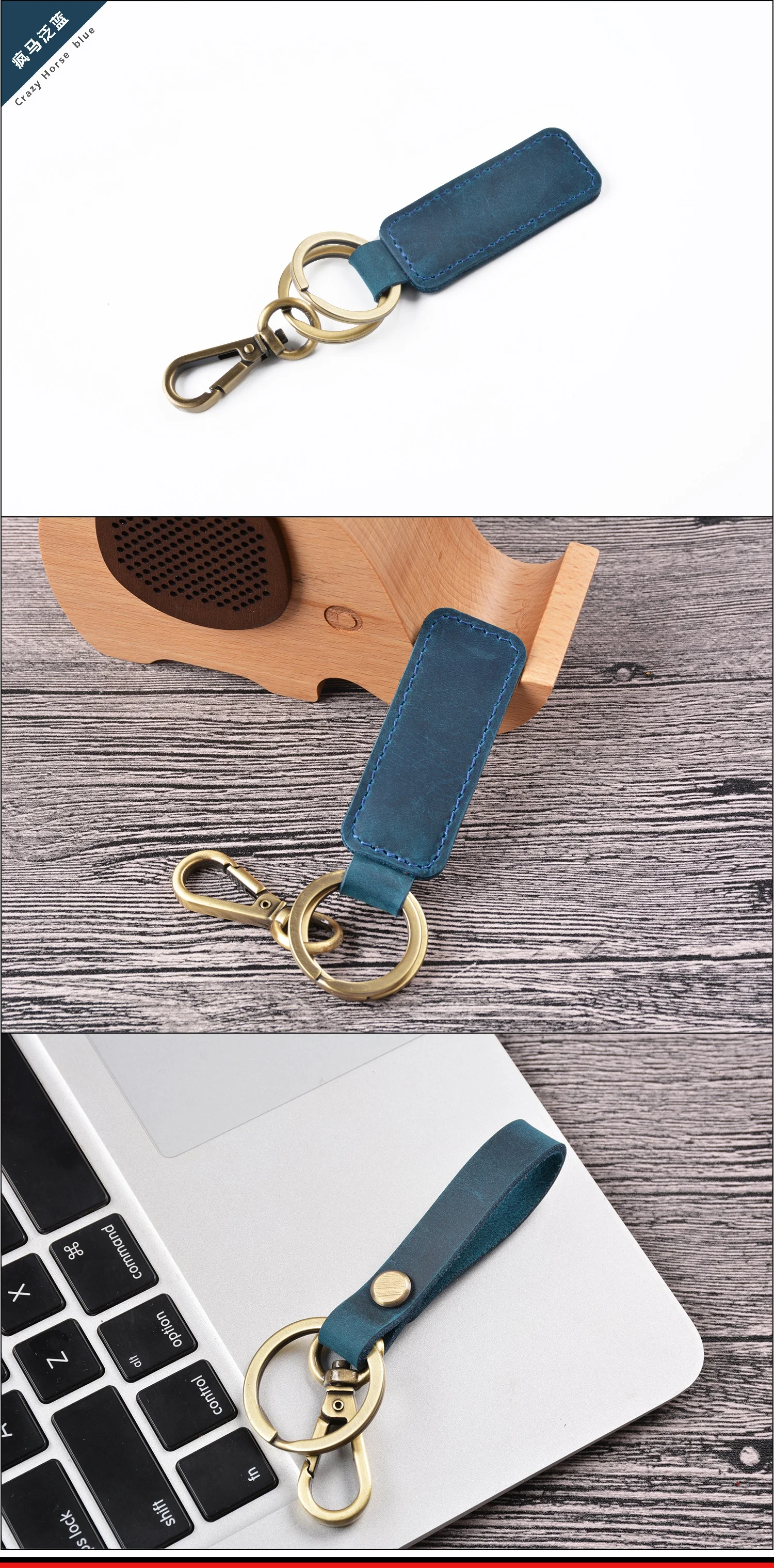Custom Genuine Leather Mini Genuine Leather Stand Bag Keychain Pocket for Car Keys Clip Ring with printing logo