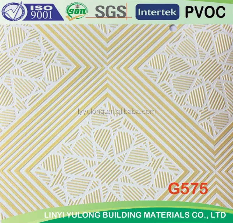 golden pvc laminated gypsum ceiling tiles
