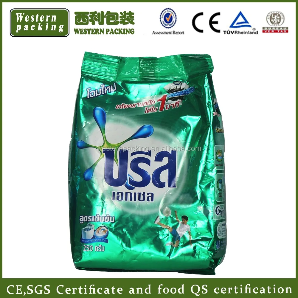 Printed washing powder packaging bag/laundry detergent packaging/plastic side gusset packing sachet