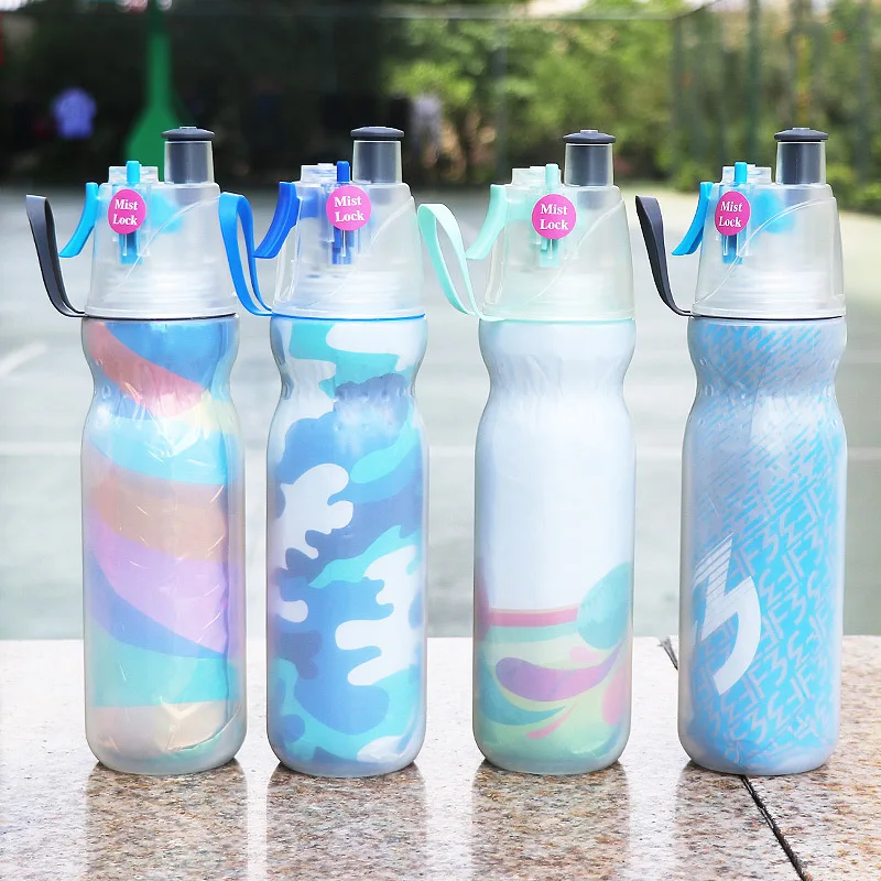 Feiyou Flamingo unicorn mermaid pattern Promotional plastic mist spray drinking water bottle cool water bottle with straw