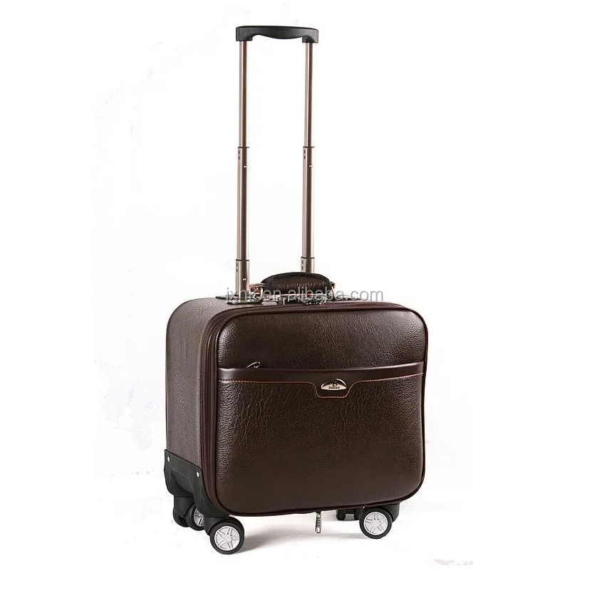 PU luggage airplane trolley bag with wheels pilot case travel luggage