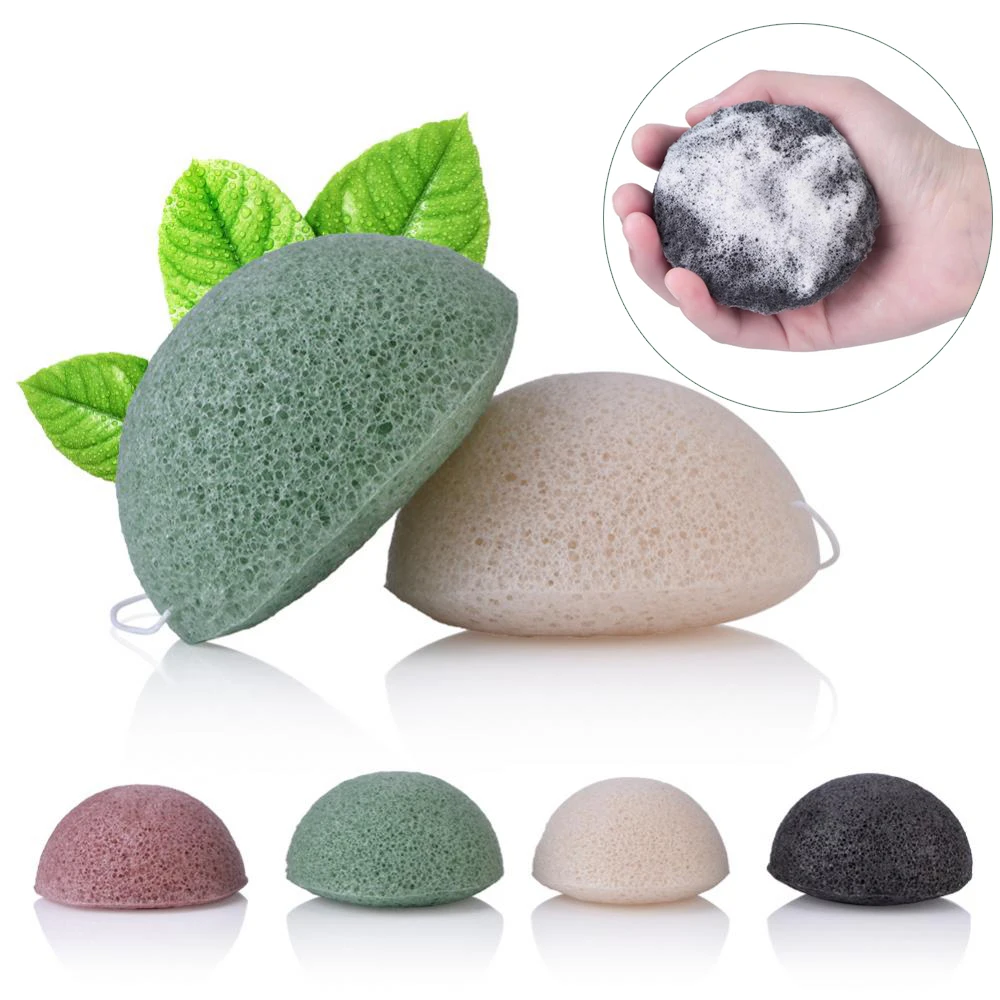 100% All Natural Hemisphere Shape Facial Konjac Sponge Large Korea Korean  Konjac Sponge with packaging
