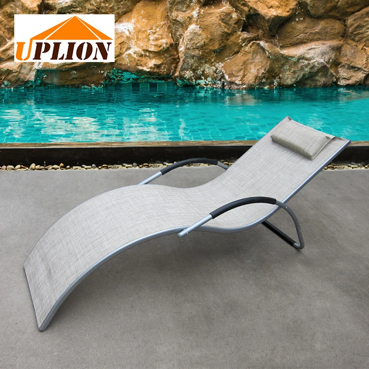 Uplion Unique Outdoor Aluminum Frame Sun Lounger Metal Patio Chaise Lounge Chair for Beach or Hotel Leisure Use