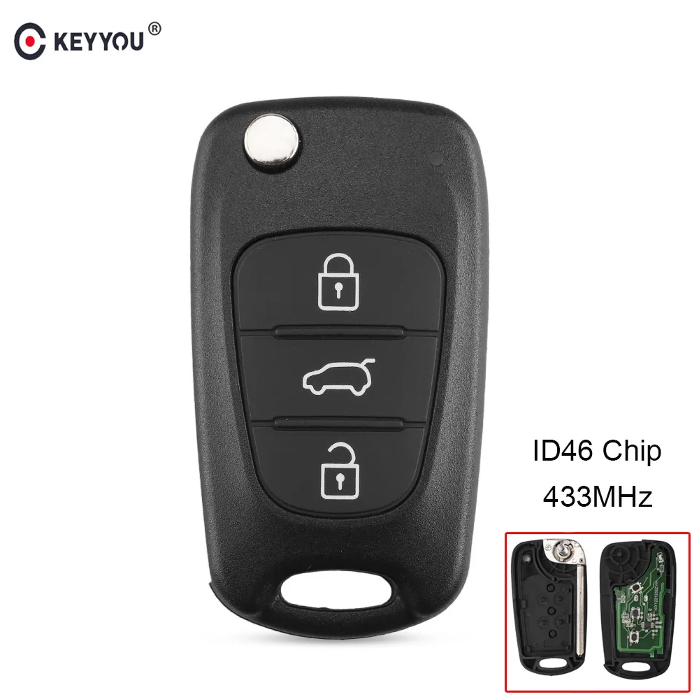 Ключ дистанционного управления KEYYOU 433 МГц ID46 с 3 кнопками для Hyundai 2011-2013 YF Sonata Fob Автомобильный ключ сигнализации TOY40 Blade