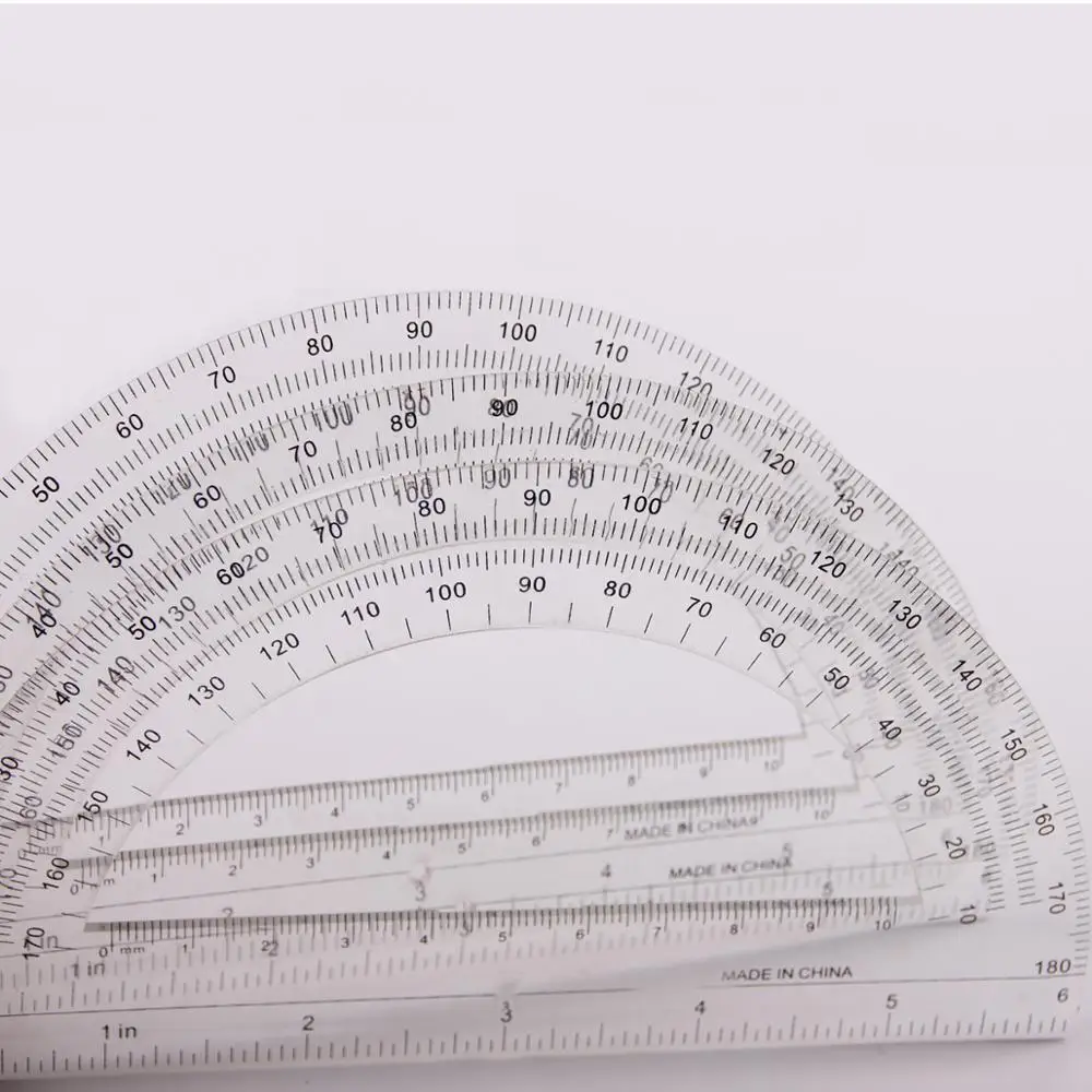 Высококачественный прозрачный пластиковый транспортир OEM на 180 градусов