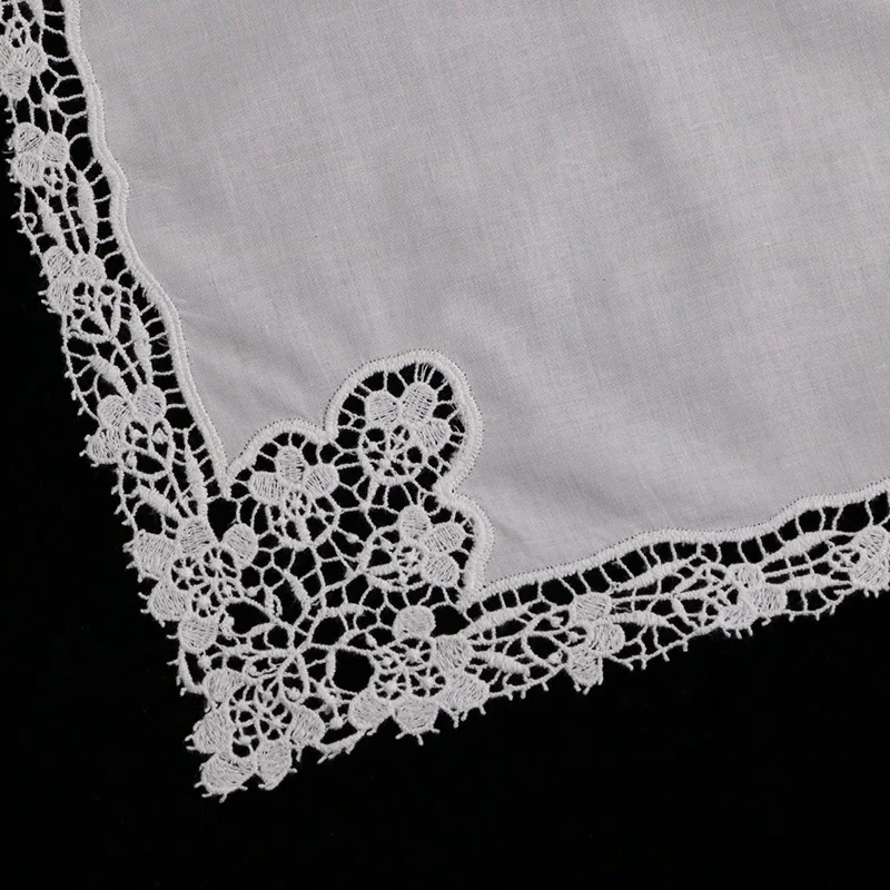 
A002: White premium cotton lace handkerchiefs crochet hankies for women/ladies wedding gift 