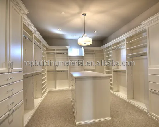 
Fancy wooden walk in closet customized bedroom closet with island 