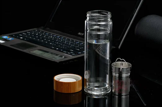 Tea Infuser Tumbler Fruit Infusion Glass water Bottle for Coffee Brewer with Filter 420ml