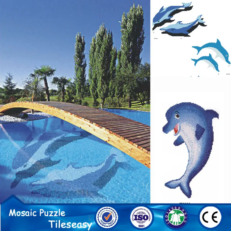 2016 new design puzzle artist dolphin mosaic tile for swimming pool in egypt
