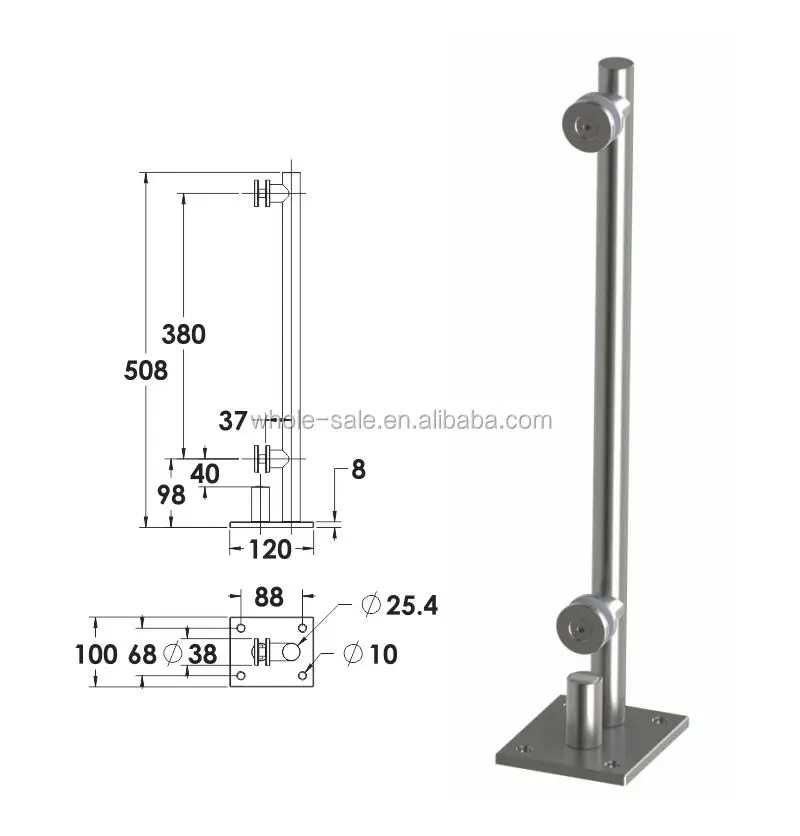  Нержавеющая сталь spigot перила закаленное стекло балюстрада для ограждение бассейна HS16SPF01-500