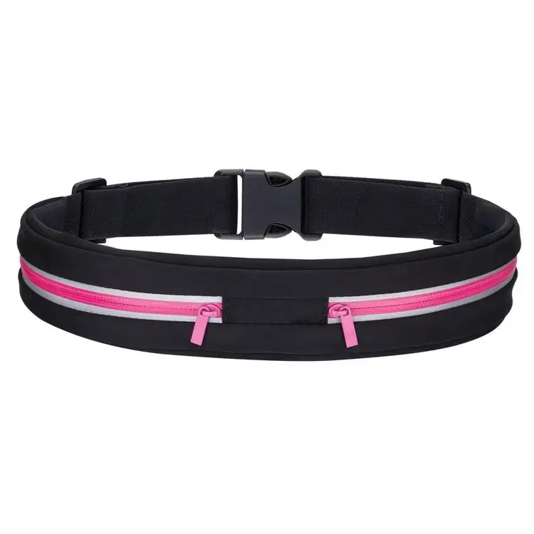Sports Running Waist Pack Outdoor Sweatproof Water-Resistant Reflective Waist Bag Runner Belt Fitness Workout Belt Dual Pouch