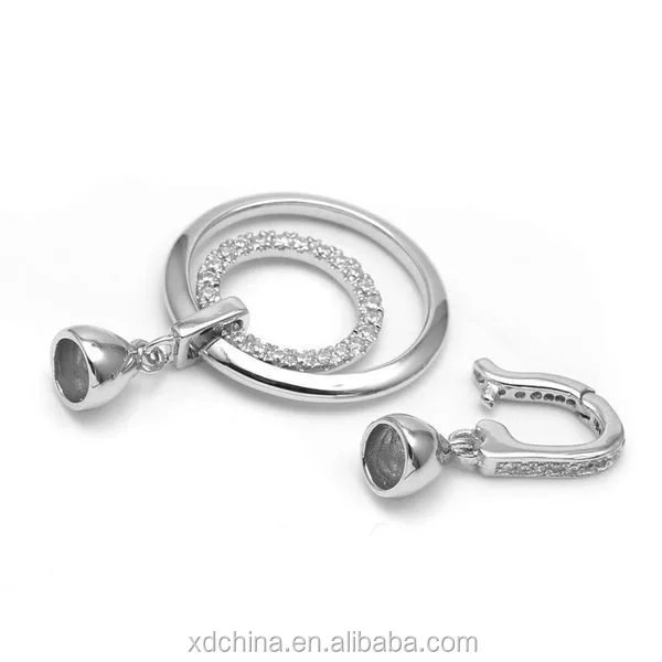 XD S1428 fine 925 sterling silver two rings with end caps necklace clasps