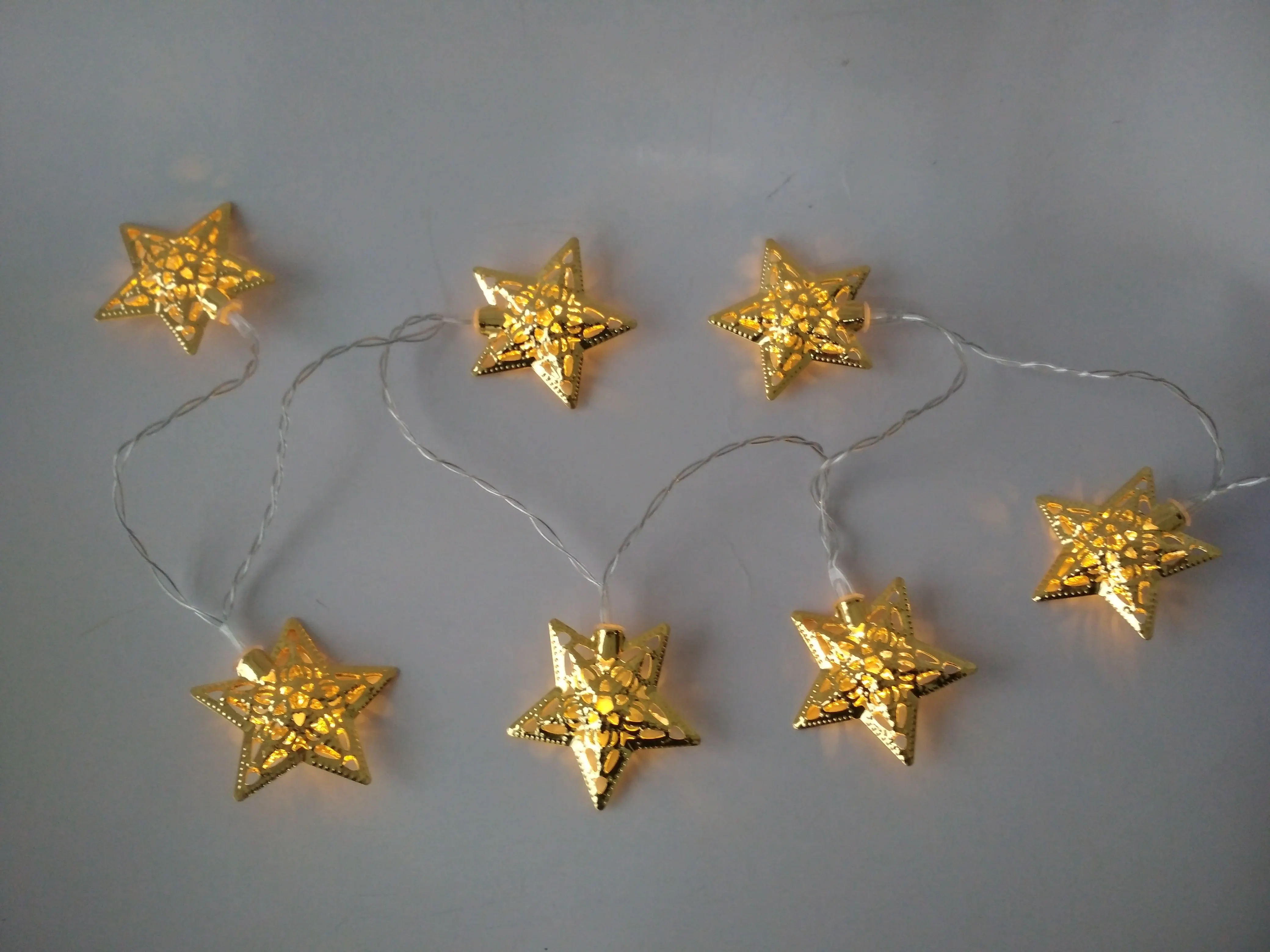 2019 Novelty Led Metal Gold Star Lights Battery String Christmas Party Holiday Decoration Light Star Shaped Led String Light